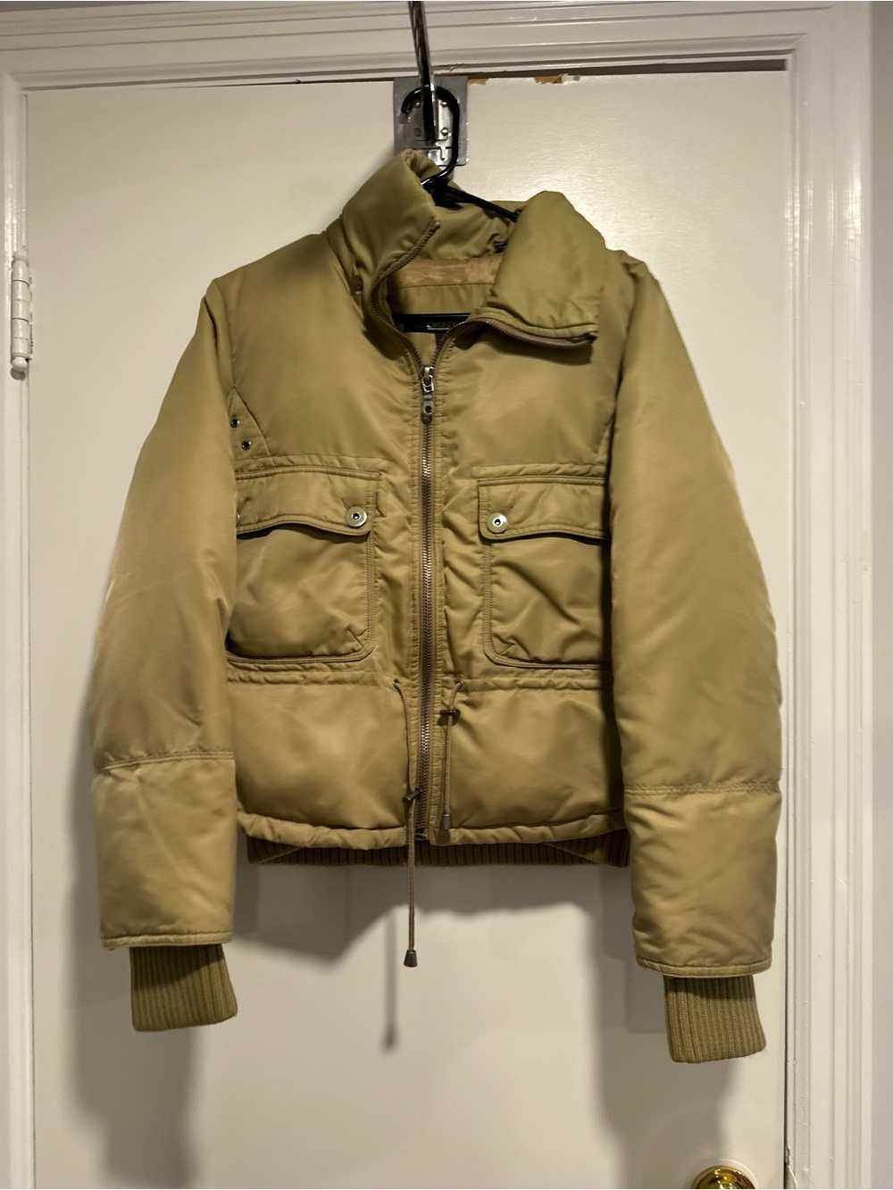 DKNY Vintage Y2K Sz:M Cropped Down Puffer Bomber Military Utility Jacket Coat.